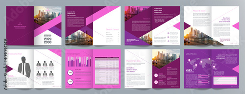 Corporate business presentation guide brochure template  Annual report  16 page minimalist flat geometric business brochure design template  A4 size.