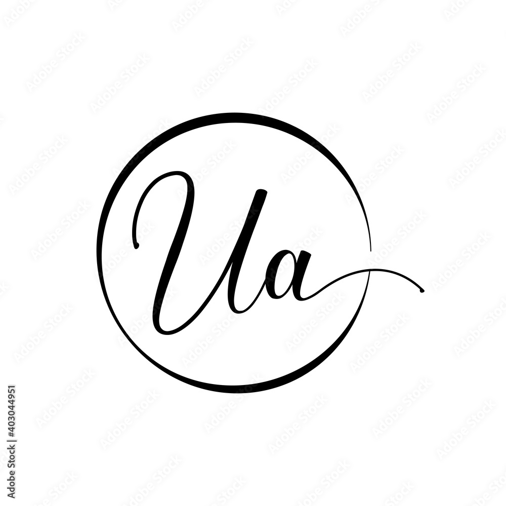Initial UA letter Logo Design vector Template. Abstract Script Letter UA logo Design Initial UA letter Logo Design vector Template. Abstract Script Letter UA logo Design