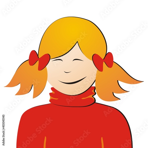 Girl at red blouse, vector illustration