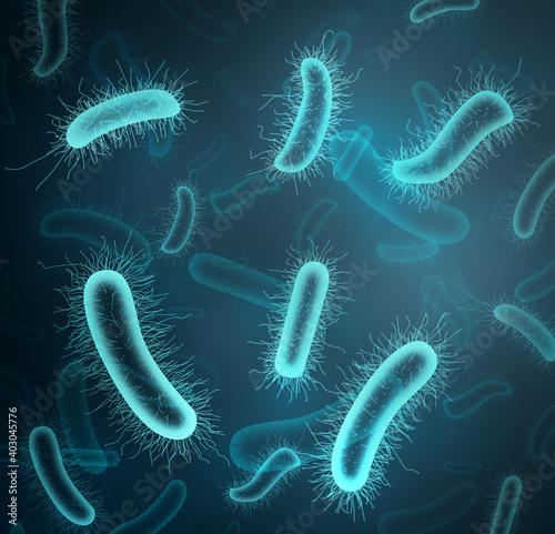 Closeup view of bacteria under microscope. Illustration photo