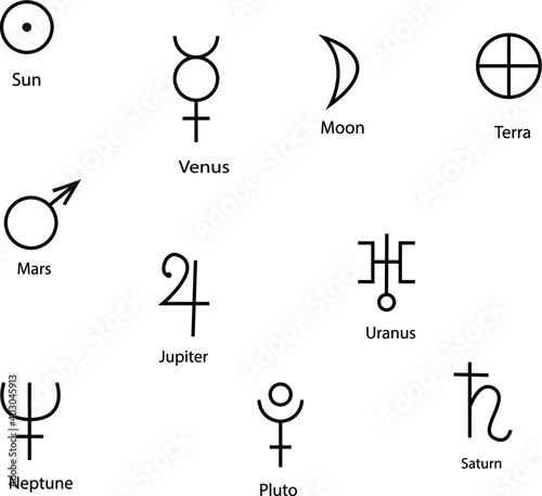 Alchemy symbols on the white background