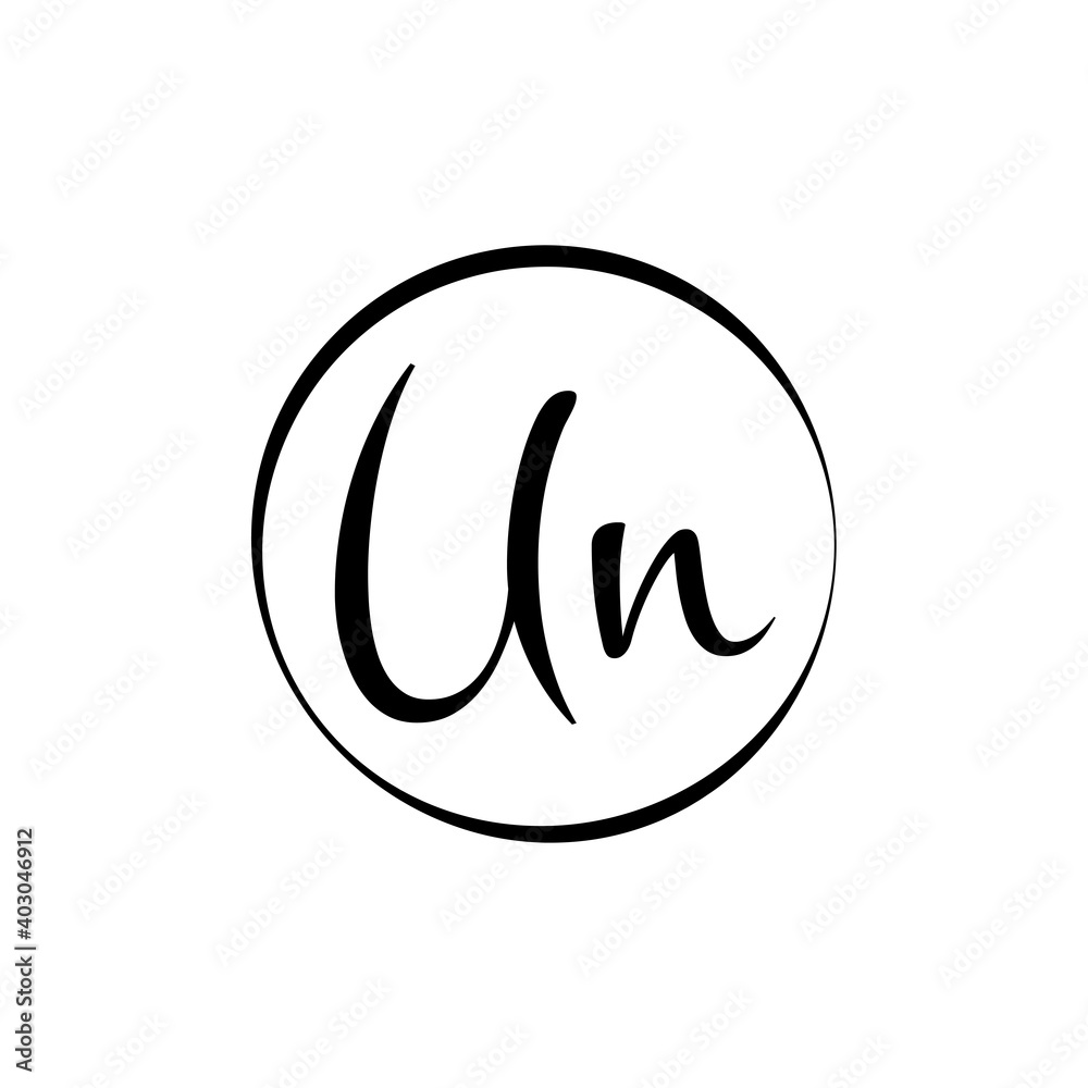 Initial UN letter Logo Design vector Template. Abstract Script Letter UN logo Design