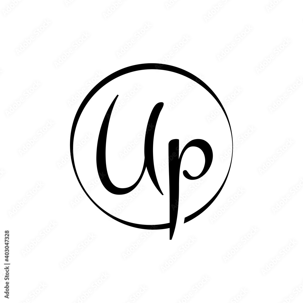 Initial UP letter Logo Design vector Template. Abstract Script Letter UP logo Design Initial UP letter Logo Design vector Template. Abstract Script Letter UP logo Design