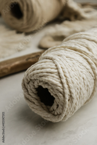 Cotton therads on light background