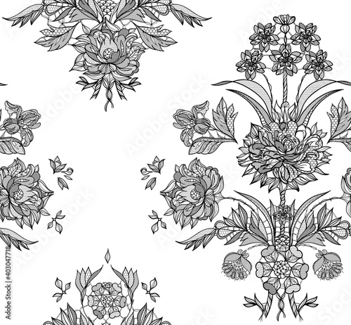 Fototapeta Naklejka Na Ścianę i Meble -  lace seamless ornate damask element. vector illustration