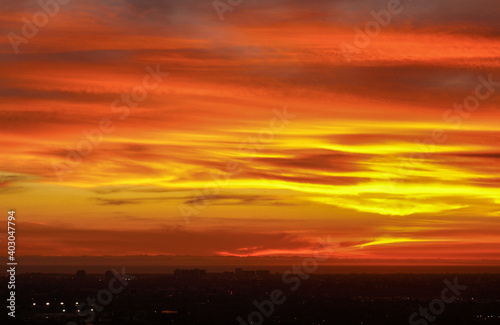 Cloudy Red and Yellow Los Angeles Sunset © Hanyun