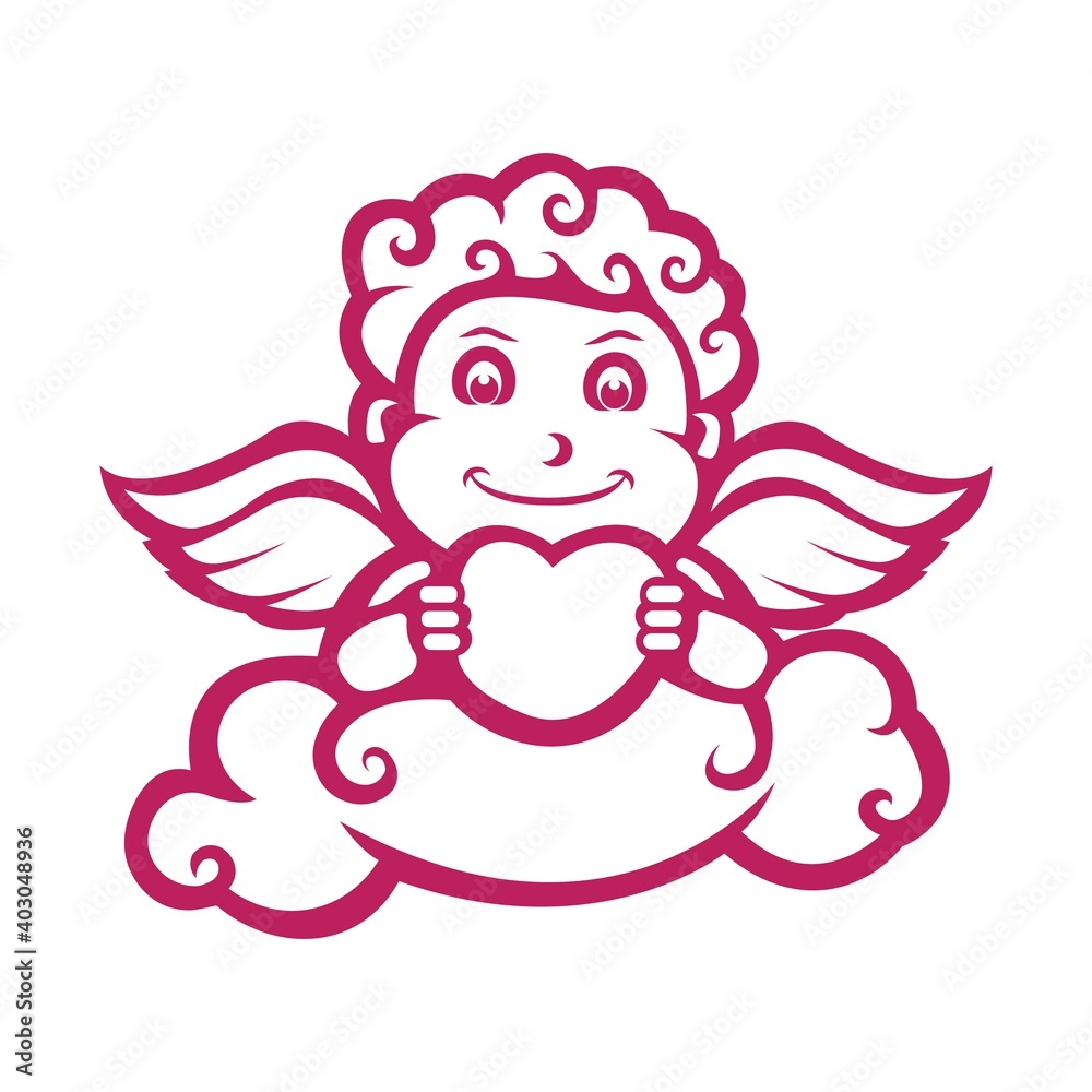 Cupid character with love, silhouette version Cupid character with love, silhouette version