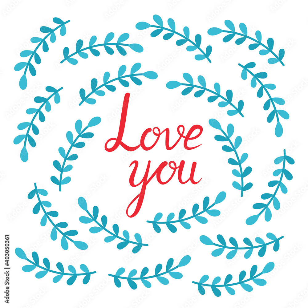 Fototapeta premium Romantic background with floral twigs. Valentine vector background