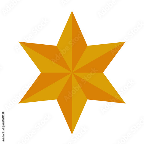 happy merry christmas golden star with six pointed isolated icon