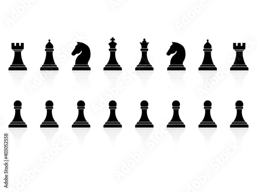 Chess piece icons set. Smart board game elements. Chess silhouettes vector illustration isolated on white.