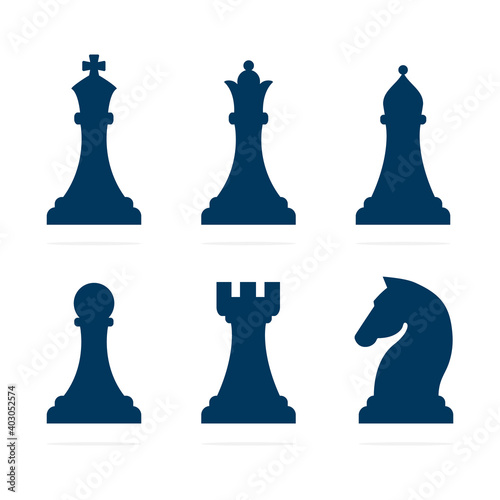 Chess piece icons set. Smart board game elements. Chess silhouettes vector illustration isolated on white.