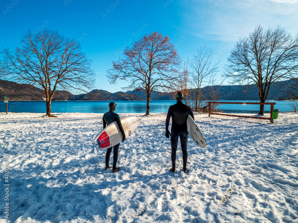 Bavarian Surfing in snow and ice during winter time Bavarian Surfing in snow and ice during winter time