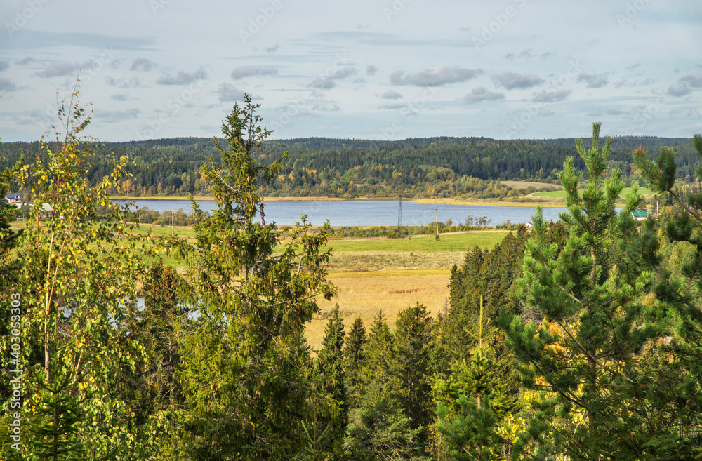 View from Kuhavuori mountain in Vakkosalmi park. Sortavala (Serdobol). Republic of Karelia. Russia View from Kuhavuori mountain in Vakkosalmi park. Sortavala (Serdobol). Republic of Karelia. Russia
