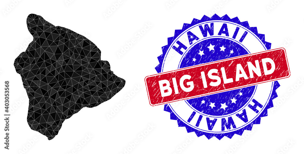 Hawaii Big Island map polygonal mesh with filled triangles, and rubber ...