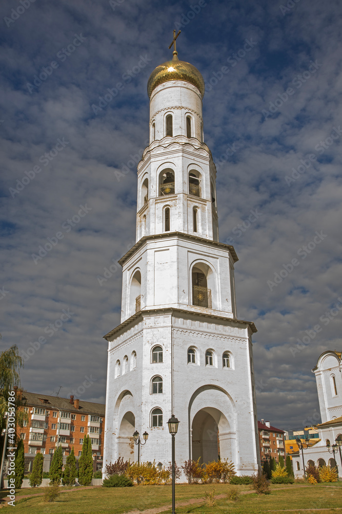 Peresvet - bell tower of Trinity cathedral in Bryansk. Russia