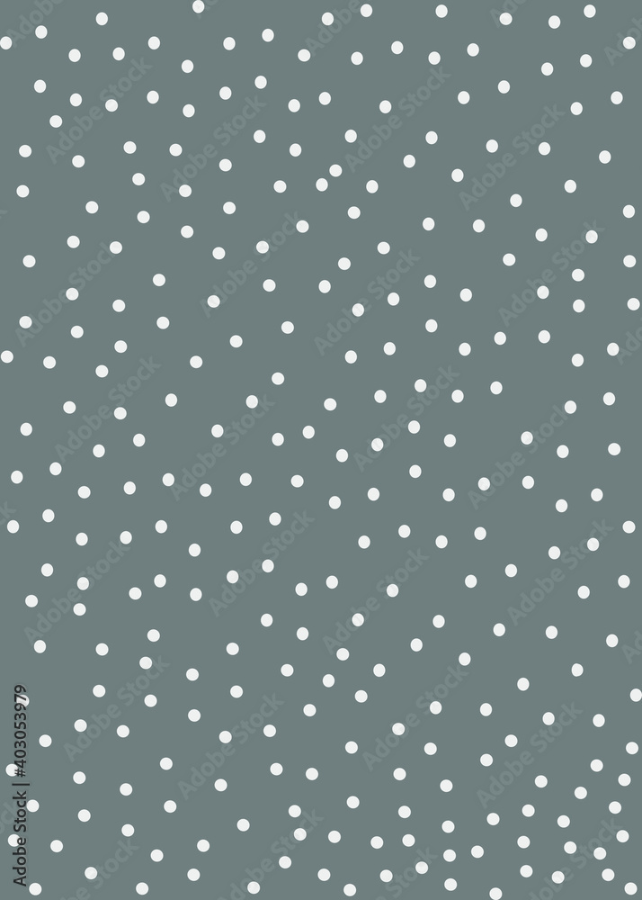 Gray background with white polka dots. Snowy background for fashion prints, textiles, clothing, notebooks, wrapping paper. Vector illustration.