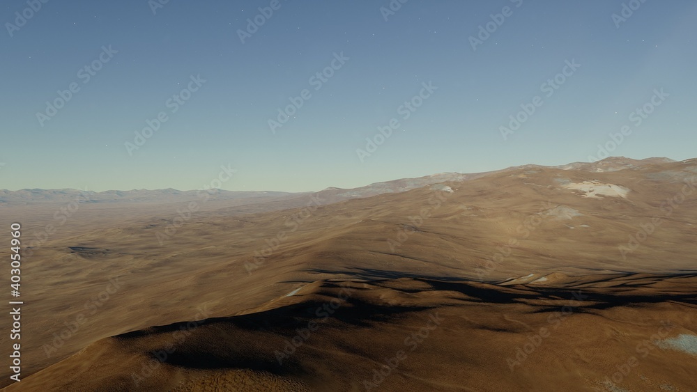 Naklejka premium alien planet landscape, science fiction illustration, view from a beautiful planet, beautiful space background 3d render 