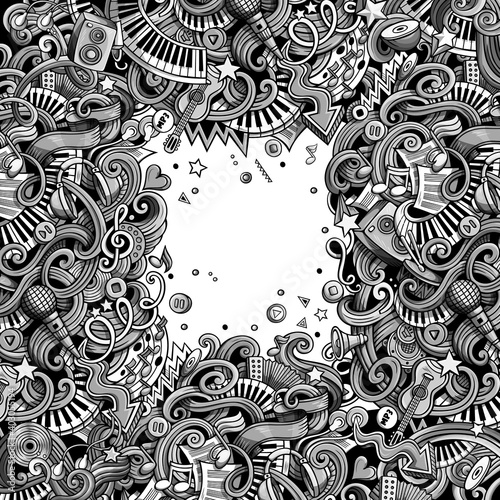 Wall Mural Music hand drawn raster doodles illustration