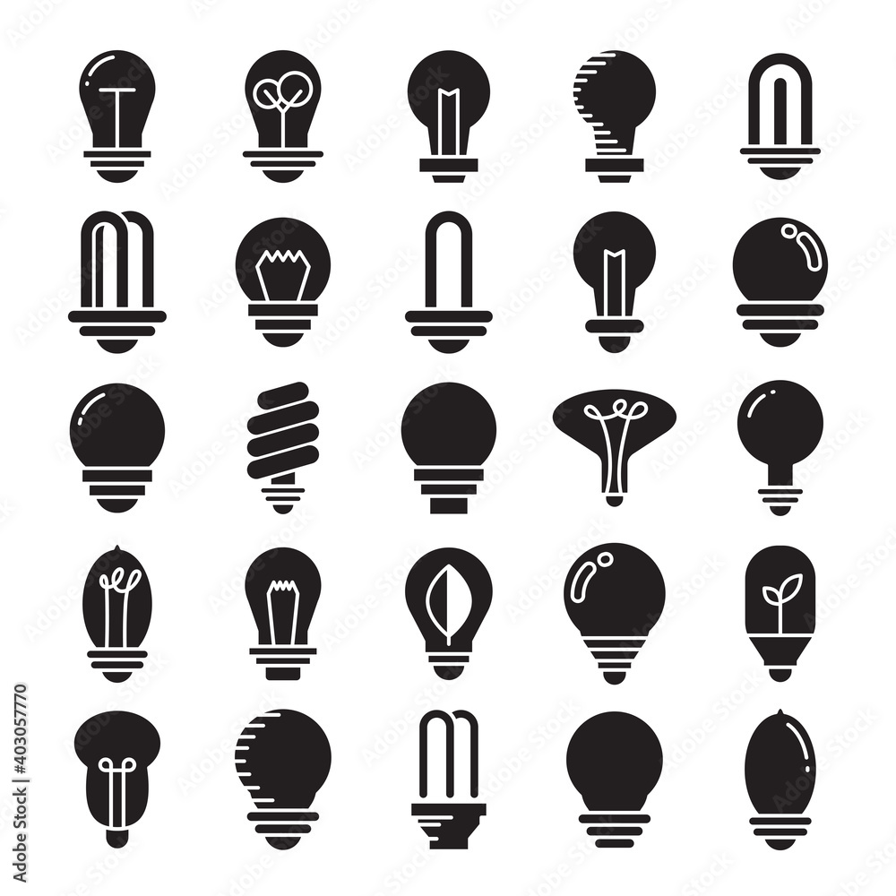 light bulb icons set vector illustration glyph design light bulb icons set vector illustration glyph design