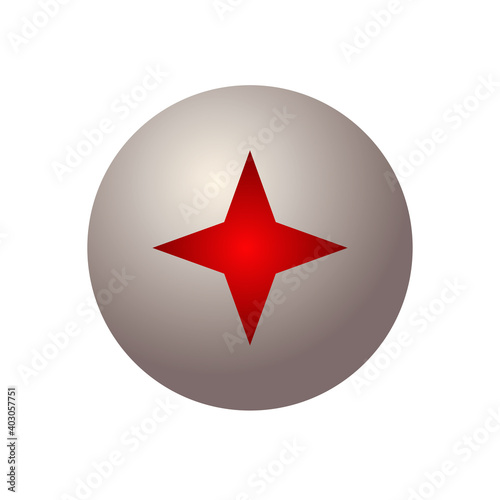 happy merry christmas silver ball with red star decorative icon