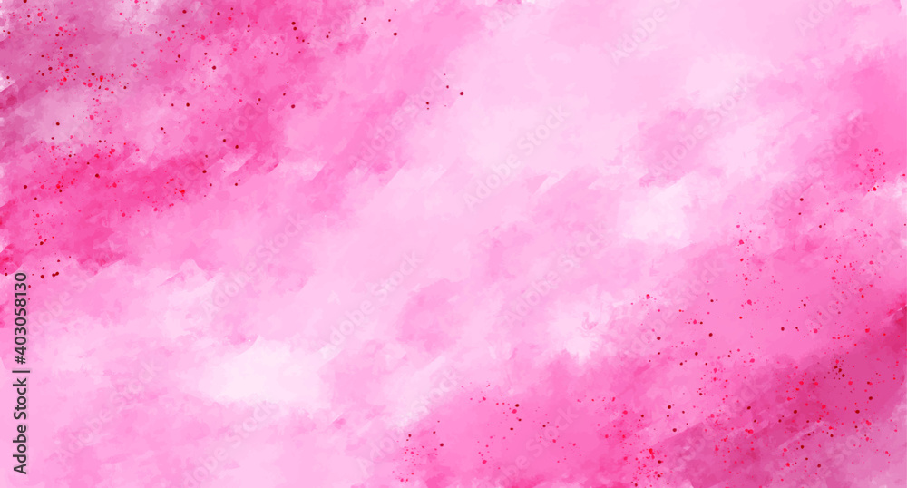 Splashes of paints on a red-pink background. Abstract watercolor background for design. Vector.