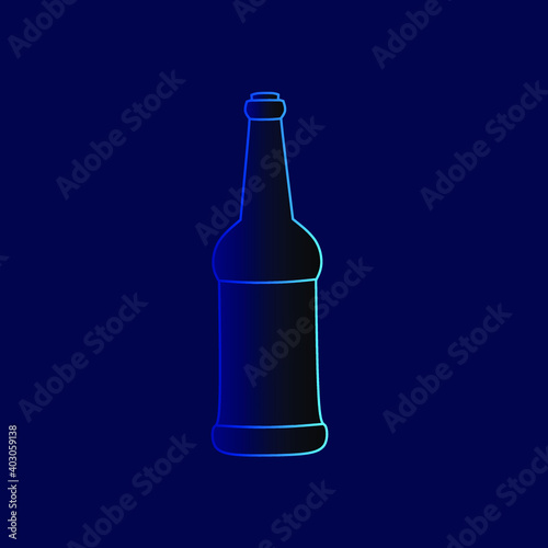 Wine bottle Line. Pop Art logo. Colorful design with dark background. Abstract vector illustration. Isolated black background for t-shirt