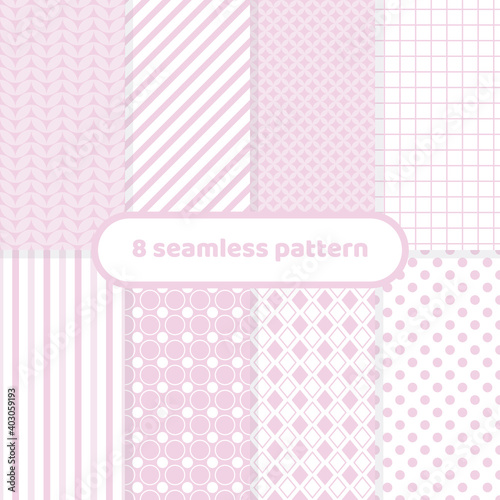 Cute different geometric patterns, pink abstract pattern set, pastel