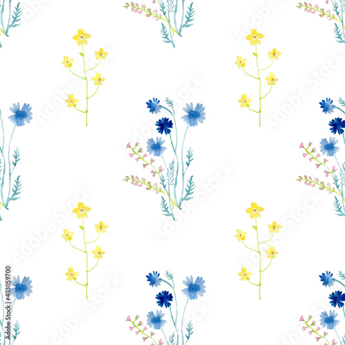 Seamless pattern wrapping paper Wallpaper field of wildflowers