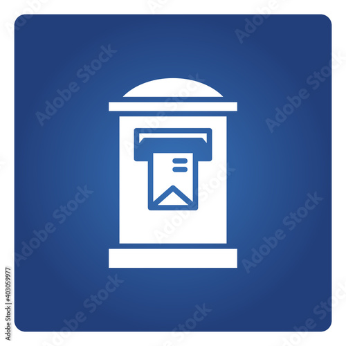 mailbox and postbox icon on blue background