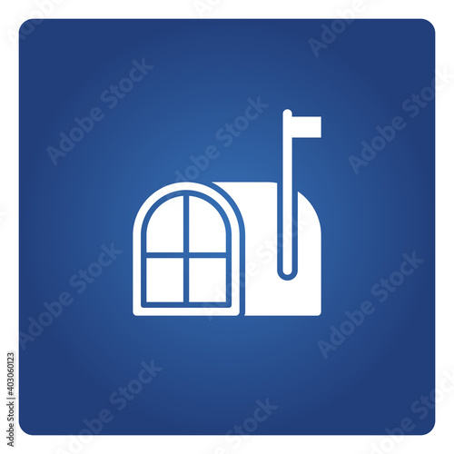 mailbox and postbox icon on blue background