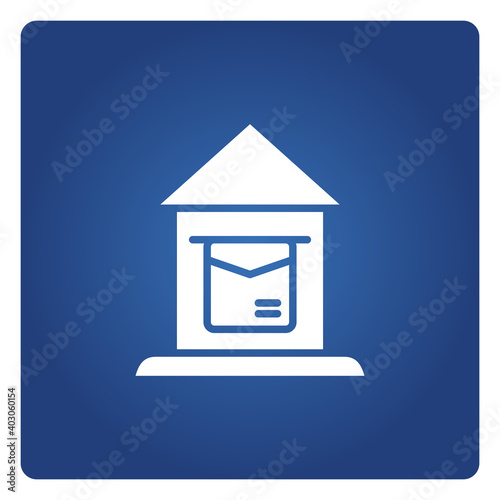 mailbox and postbox icon on blue background