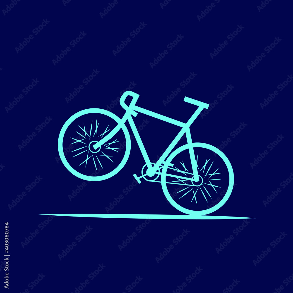 Montain bike vintage contour bicycle Line. Pop Art logo. Colorful design with dark background. Abstract vector illustration. Isolated black background for t-shirt