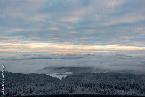 Hike through snow from Hohe Acht to Adenau  near N  rburgring Nordschleife