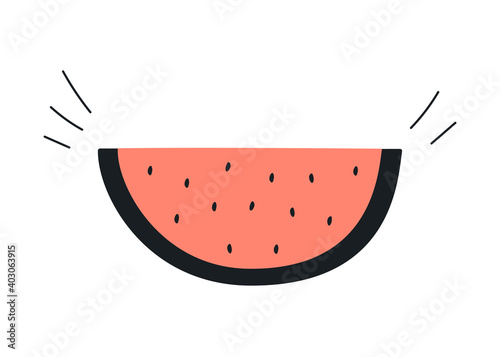 Slice of watermelon, dessert, achievement, encouragement concept, sweet offer. Flat line vector illustration.