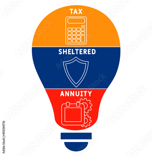 TSA - Tax Sheltered Annuity acronym. business concept background.  vector illustration concept with keywords and icons. lettering illustration with icons for web banner, flyer, landing page