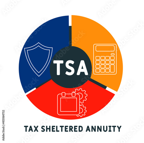 TSA - Tax Sheltered Annuity acronym. business concept background.  vector illustration concept with keywords and icons. lettering illustration with icons for web banner, flyer, landing page