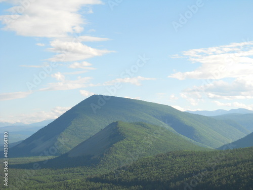  Green mountain hills in summer.
