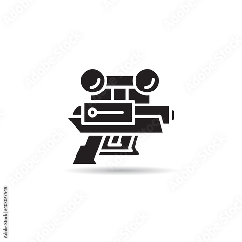 blaster, laser gun, futuristic gun icon on white background