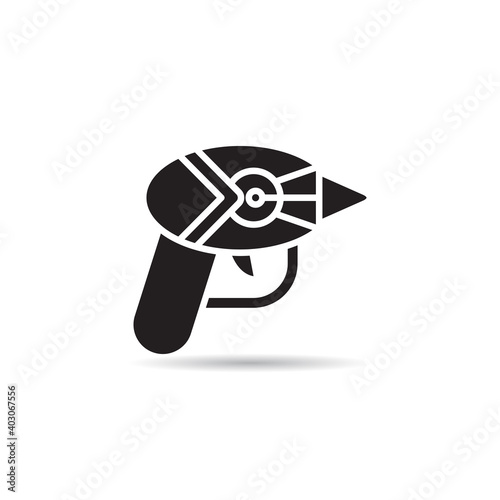blaster, laser gun, futuristic gun icon on white background