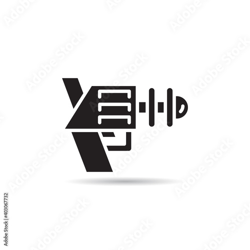 blaster, laser gun, futuristic gun icon on white background