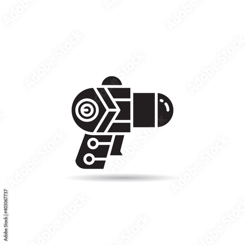 blaster, laser gun, futuristic gun icon on white background
