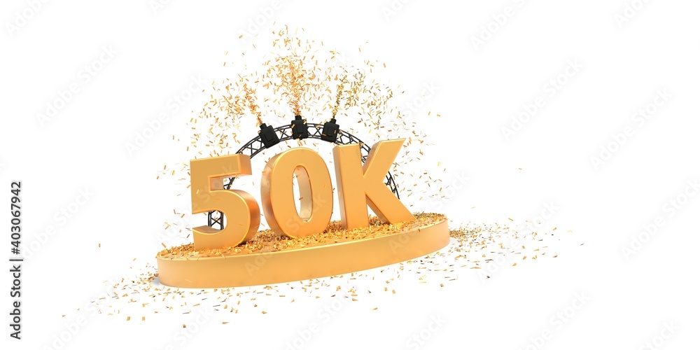 50K followers celebration on white background Stock Illustration