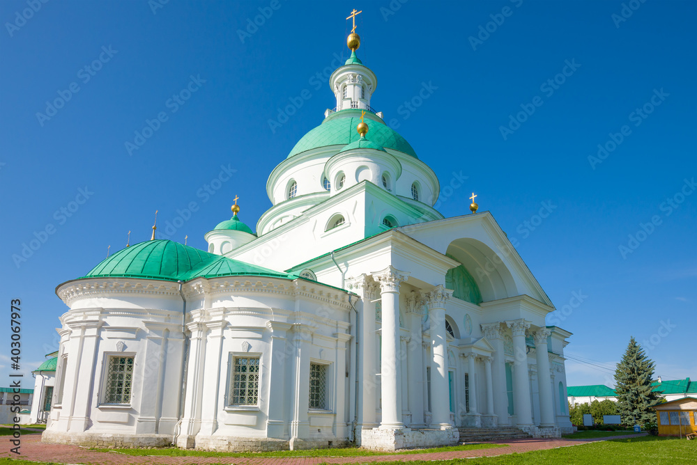 Church of St. Dmitry of Rostov close-up on a sunny July day. Spaso-Yakovlevsky Dmitriev Monastery. Rostov, Golden Ring of Russia
