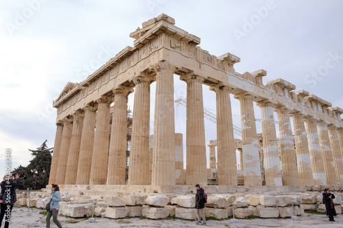 Athens - December 2019: view of Parthenon