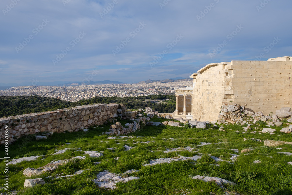 Athens - December 2019: view of the cit from the Acropolis