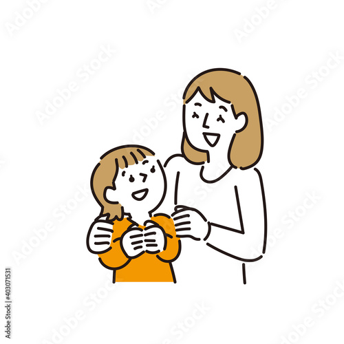 お母さんに励まされる女の子