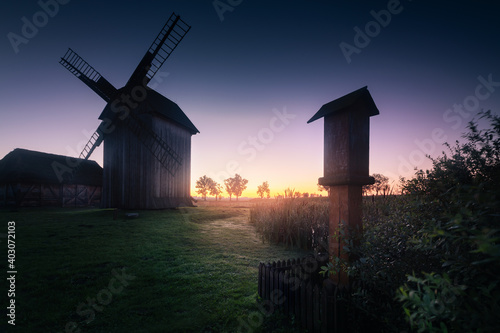 windmill at sunset