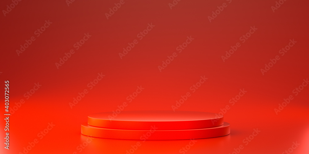 Red platform for showing product. 3d render Red platform for showing product. 3d render