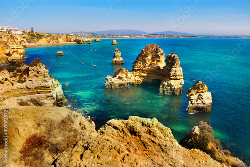 Sea Cliffs Coast Algarve Portugal Natural Wonders
