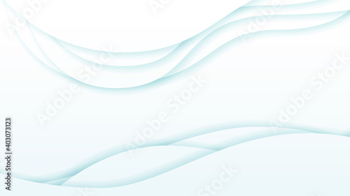 White Abstract Wavy Paper Cut Background with Shadows, Vector. Modern Design Objects
